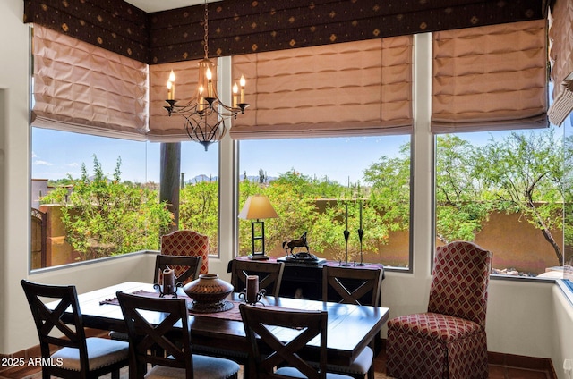 8154 E Tecolote Cir, Scottsdale, AZ 85266 - dining space featuring a chandelier and healthy amount of natural light