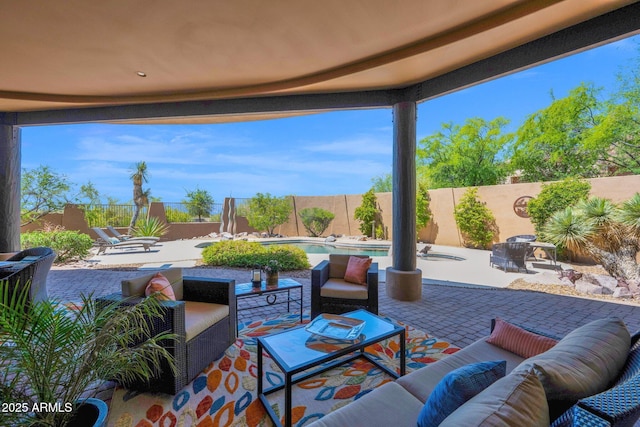 8154 E Tecolote Cir, Scottsdale, AZ 85266 - fenced backyard with an outdoor hangout area and a patio