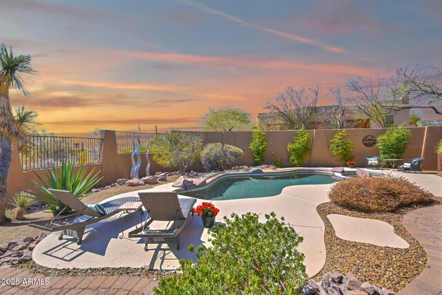 8154 E Tecolote Cir, Scottsdale, AZ 85266 - view of swimming pool featuring a patio area and a fenced backyard