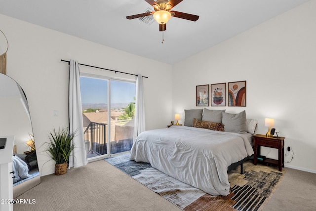 12852 N Mountainside Dr Unit 2, Fountain Hills, AZ 85268 - carpeted bedroom featuring access to exterior and a ceiling fan