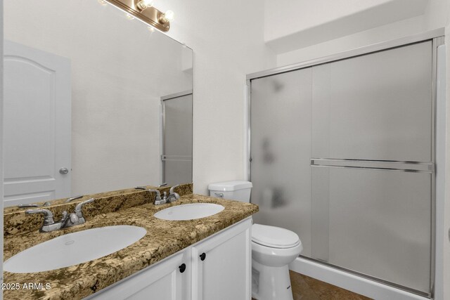 12852 N Mountainside Dr Unit 2, Fountain Hills, AZ 85268 - full bathroom featuring double vanity, a stall shower, and tile patterned floors