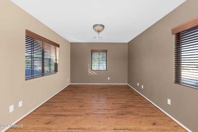 empty room featuring wood-type flooring and a healthy amount of sunlight