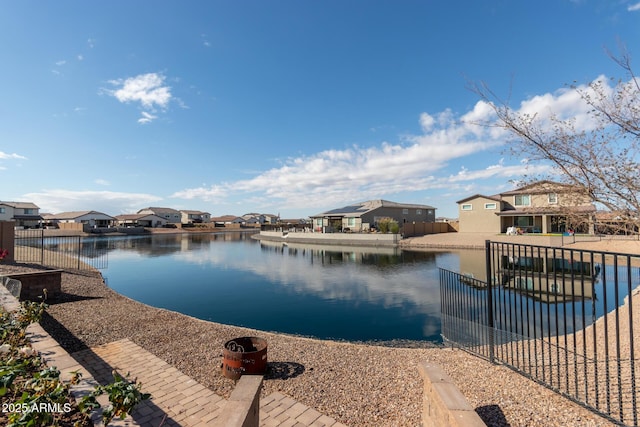 dock area featuring a water view