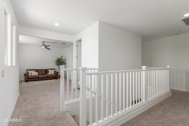 23042 E Excelsior Ave, Queen Creek, AZ 85142 - hallway with carpet flooring, an upstairs landing, and recessed lighting