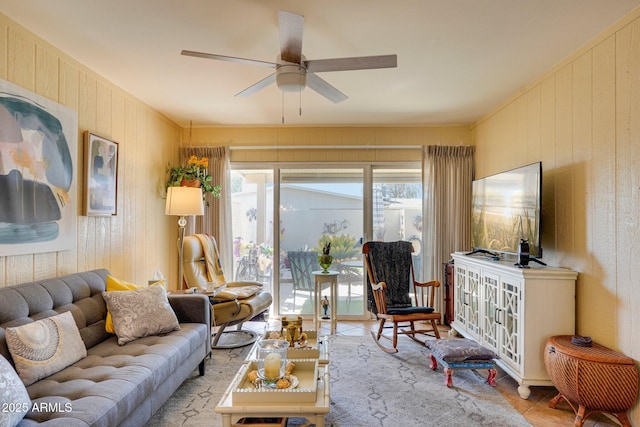 17024 N Pinion Ln, Sun City, AZ 85373 - tiled living room featuring ceiling fan