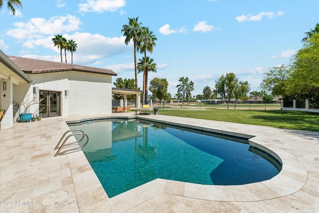 14401 N Coral Gables Dr, Phoenix, AZ 85023 - outdoor pool featuring a patio, a lawn, and fence