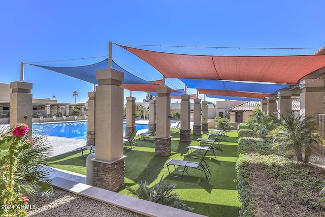 view of patio / terrace with a community pool