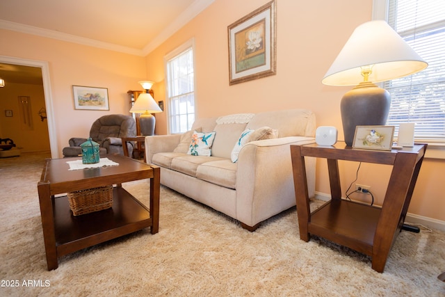 1565 E 12th St, Douglas, AZ 85607 - carpeted living room featuring crown molding and healthy amount of natural light
