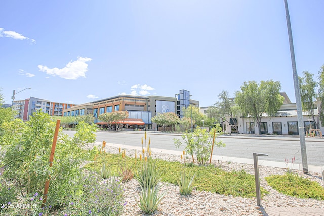 exterior space with street lights and sidewalks