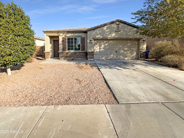 single story home with a garage