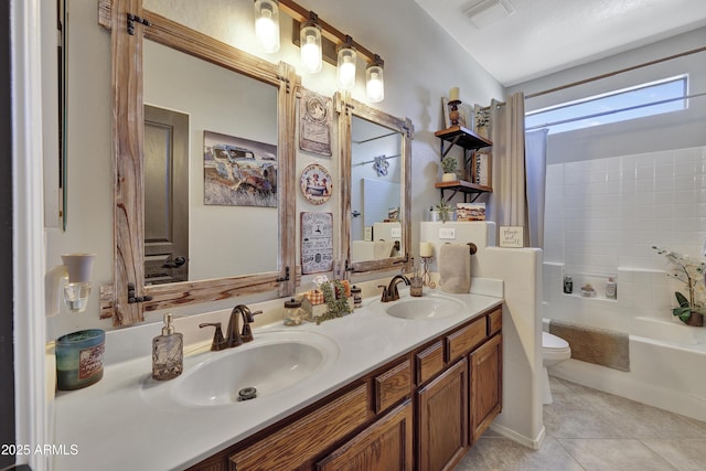 full bath with tile patterned flooring, visible vents, a sink, and toilet