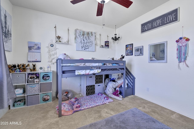 bedroom featuring a ceiling fan