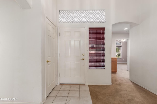 view of carpeted entrance foyer