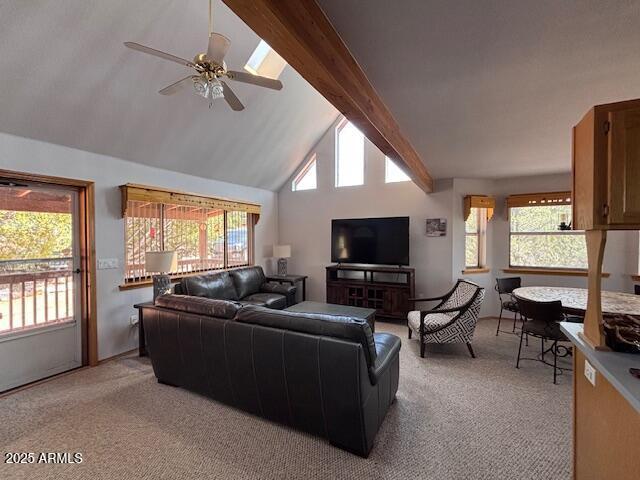 2806 Skyhawk Dr, Overgaard, AZ 85933 - living area with light colored carpet and ceiling fan