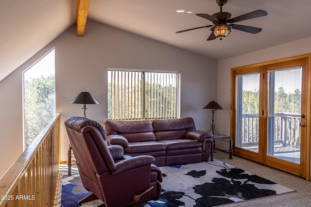 2806 Skyhawk Dr, Overgaard, AZ 85933 - living area with carpet flooring and a ceiling fan