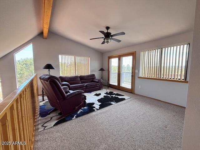 2806 Skyhawk Dr, Overgaard, AZ 85933 - carpeted living room with a ceiling fan
