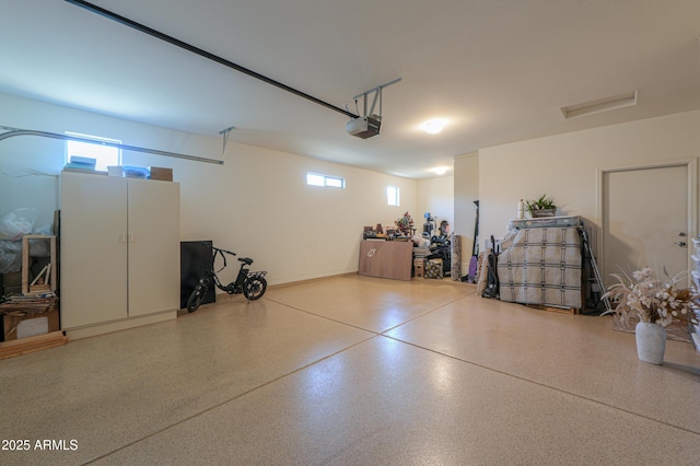 garage with a garage door opener