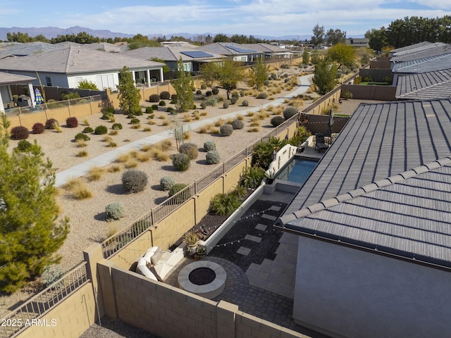 aerial view featuring a mountain view