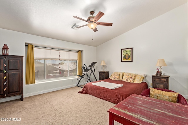 4331 E Redwood Ln, Phoenix, AZ 85048 - bedroom featuring carpet, lofted ceiling, and a ceiling fan