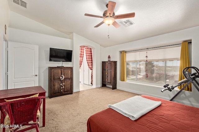 4331 E Redwood Ln, Phoenix, AZ 85048 - bedroom featuring lofted ceiling, light carpet, and ceiling fan