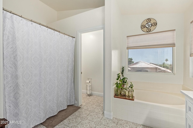 4331 E Redwood Ln, Phoenix, AZ 85048 - full bathroom with tile patterned flooring, a garden tub, and vanity