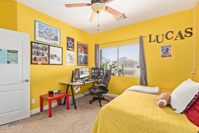 4331 E Redwood Ln, Phoenix, AZ 85048 - bedroom with carpet flooring, ceiling fan, and an office area