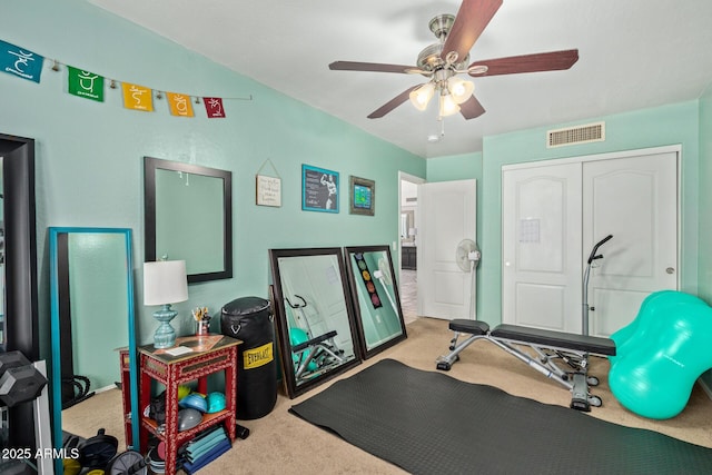 4331 E Redwood Ln, Phoenix, AZ 85048 - exercise room featuring carpet and a ceiling fan
