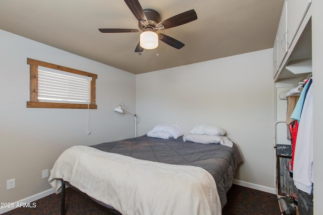7102 E Kalil Dr, Scottsdale, AZ 85254 - bedroom featuring baseboards, carpet, and a ceiling fan