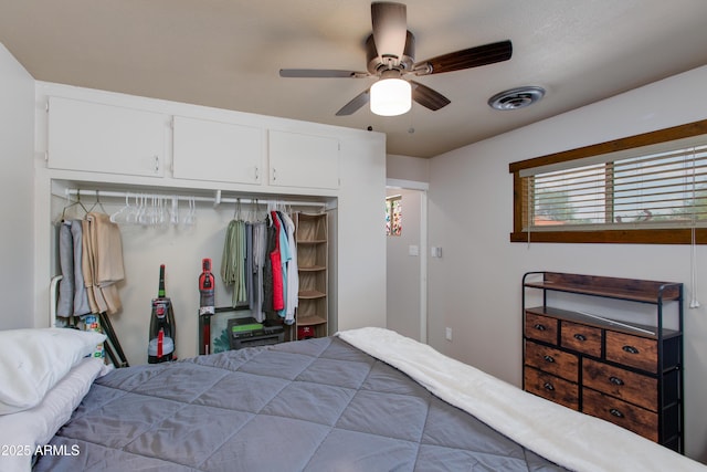 7102 E Kalil Dr, Scottsdale, AZ 85254 - bedroom featuring a closet and a ceiling fan