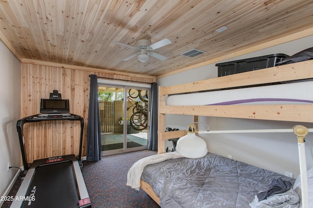 7102 E Kalil Dr, Scottsdale, AZ 85254 - carpeted bedroom featuring access to exterior and wooden ceiling