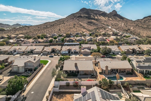 bird's eye view with a mountain view