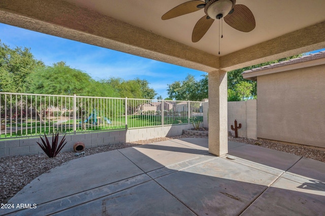 view of patio / terrace with ceiling fan