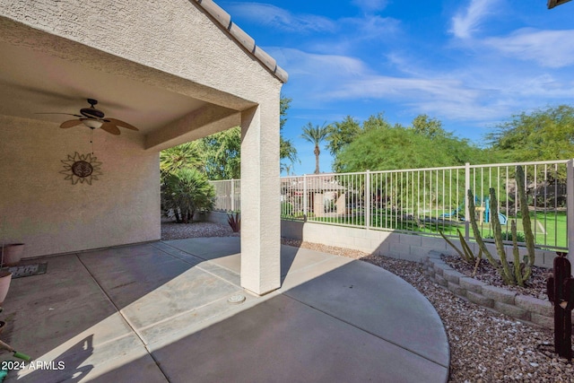 view of patio with ceiling fan