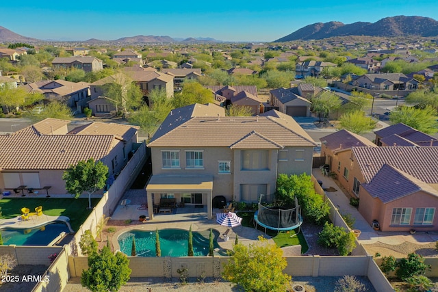 bird's eye view featuring a mountain view