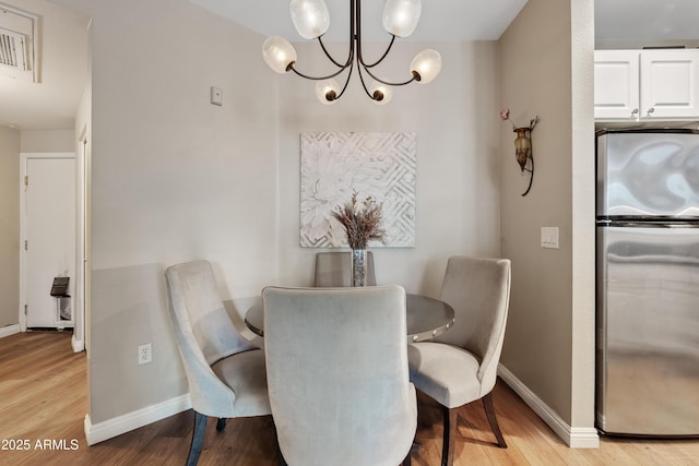 3633 N 3rd Ave Unit 1035, Phoenix, AZ 85013 - dining room with a chandelier, light wood-style flooring, and baseboards