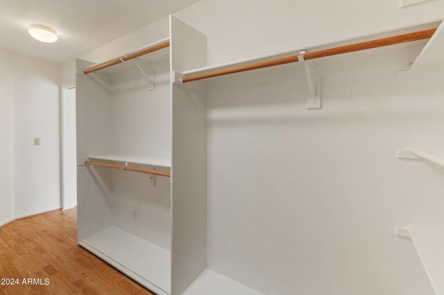 walk in closet with light wood-type flooring