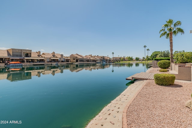 view of water feature featuring a dock