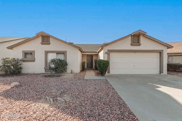 single story home with a garage