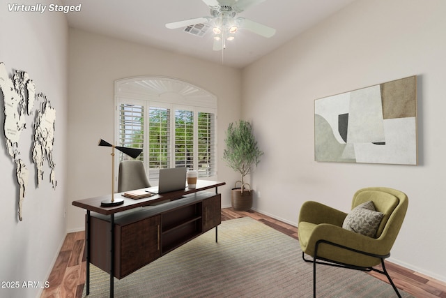 14657 N 103rd Way, Scottsdale, AZ 85255 - office featuring wood finished floors and a ceiling fan