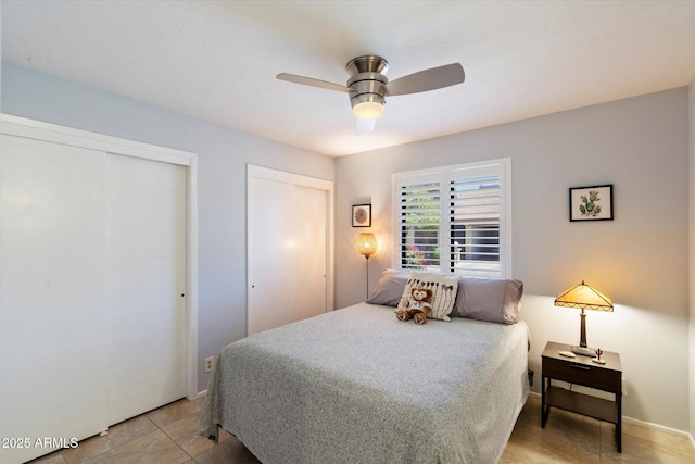 520 S Greenfield Rd Unit 7, Mesa, AZ 85206 - bedroom featuring two closets and ceiling fan