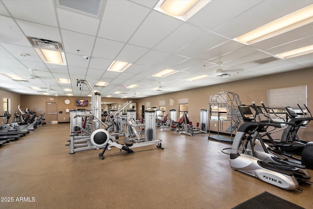 520 S Greenfield Rd Unit 7, Mesa, AZ 85206 - workout area with a paneled ceiling and a ceiling fan