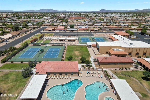 520 S Greenfield Rd Unit 7, Mesa, AZ 85206 - aerial view of residential area featuring a pool area and mountains