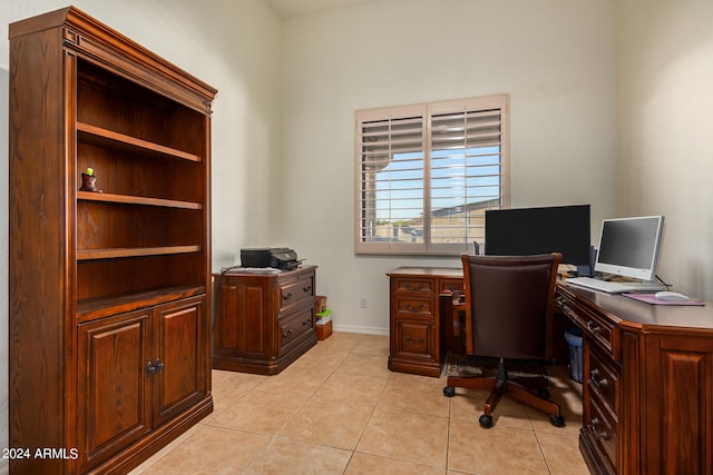 view of tiled home office