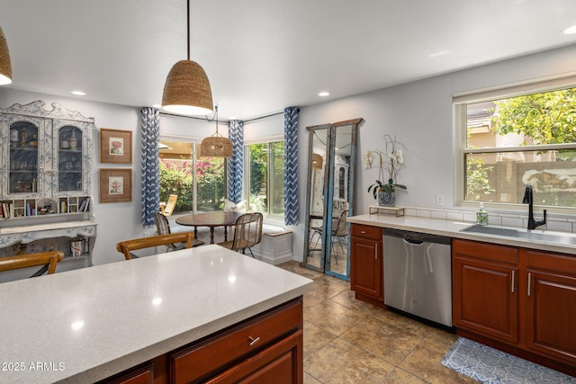 21813 N 40th Way, Phoenix, AZ 85050 - kitchen featuring dishwasher, light countertops, decorative light fixtures, recessed lighting, and tile patterned floors