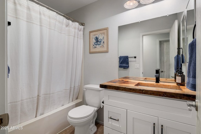 21813 N 40th Way, Phoenix, AZ 85050 - full bathroom with vanity, shower / tub combo with curtain, and wood finished floors
