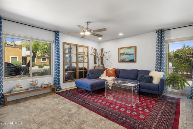 21813 N 40th Way, Phoenix, AZ 85050 - living room with a ceiling fan and recessed lighting
