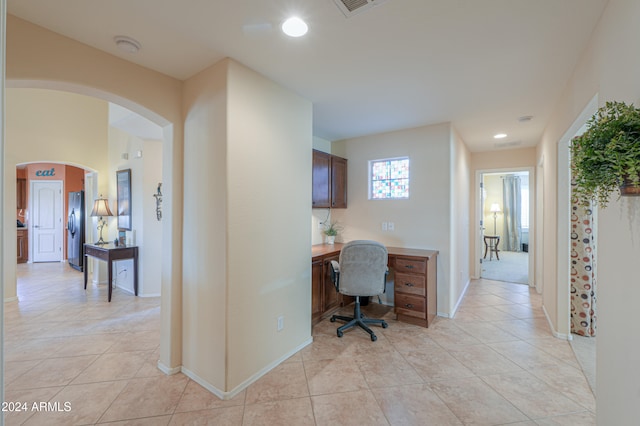 view of tiled office space