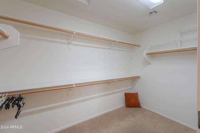 walk in closet featuring carpet flooring