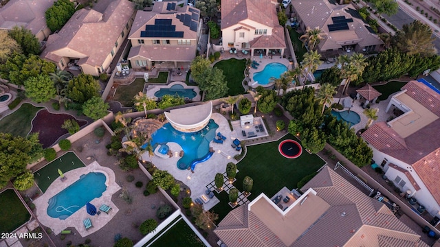drone / aerial view with a residential view