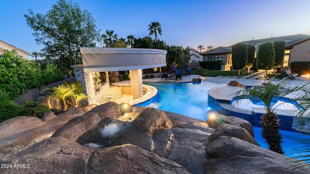 pool with a patio